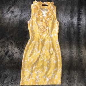 The Limited ruffle neck yellow and white dress